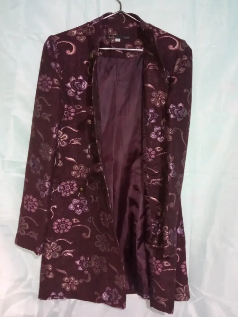 Abrigo vintage floral de lana para mujer - 3