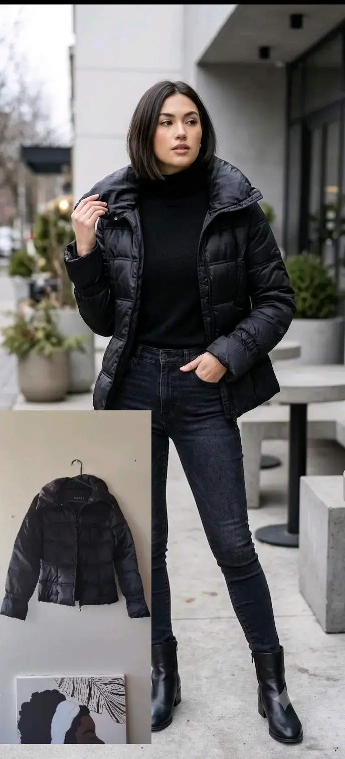 Chaqueta acolchada negra para mujer