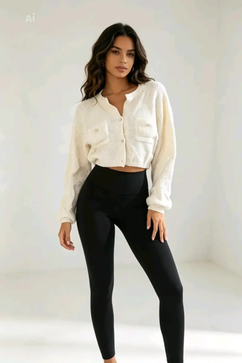 Sweater de punto azul con franjas para mujer - 2