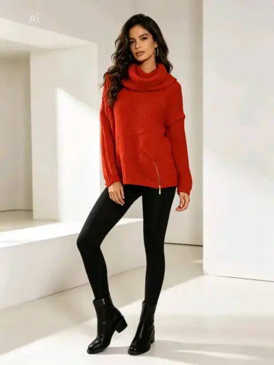 Sweater de punto azul con franjas para mujer - miniatura 6