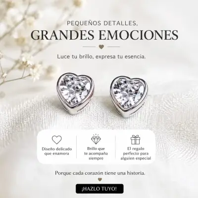 Aros de Plata 925 con Diseño  de Corazón - miniatura 2