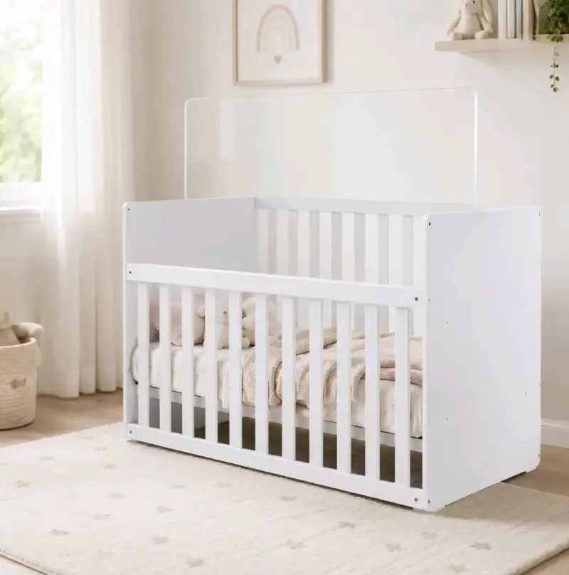 Cuna de madera blanca para bebé con colchón incluido - 3