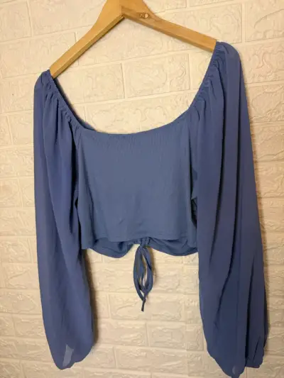 Blusa azul con mangas largas Shein Curve - miniatura 3