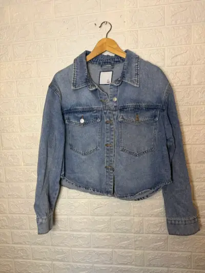 Chaqueta de jeans azul claro mujer - miniatura 1