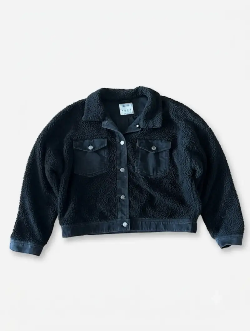 Chaqueta de lana negra con botones - 2