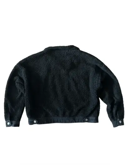 Chaqueta de lana negra con botones - miniatura 3