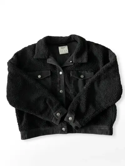 Chaqueta de lana negra con botones - miniatura 4