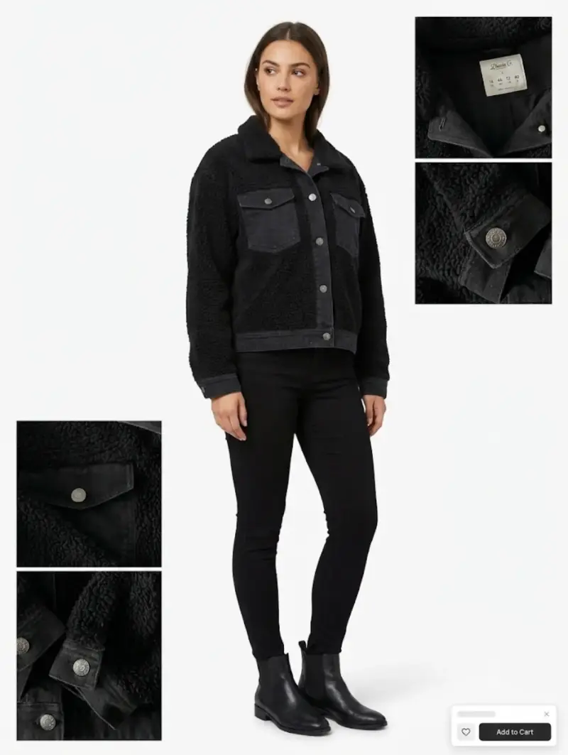 Chaqueta de lana negra con botones - 5