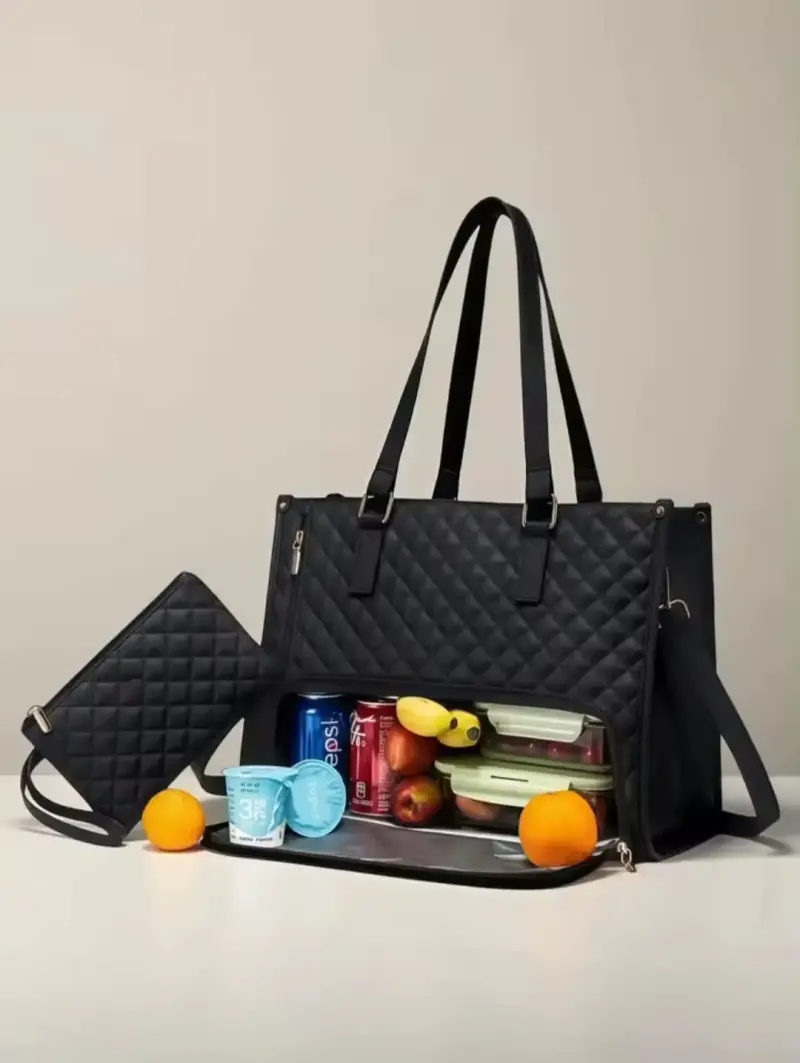 Bolso térmico negro con compartimento aislante