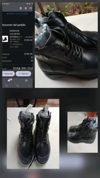 Botas de cuero negro con cierre lateral - miniatura 1