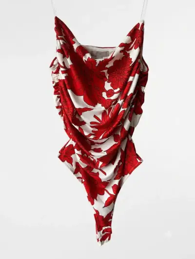 Body de baño con estampado floral rojo - miniatura 1