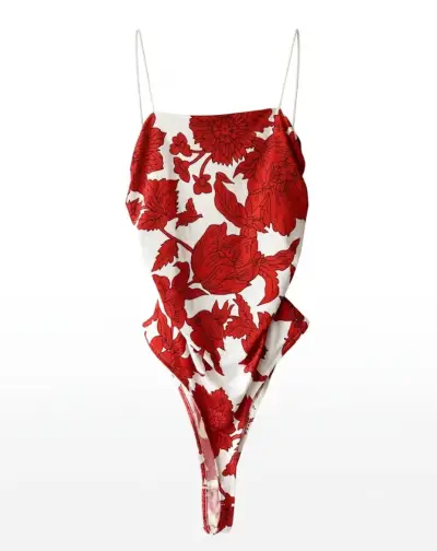 Body de baño con estampado floral rojo - miniatura 4