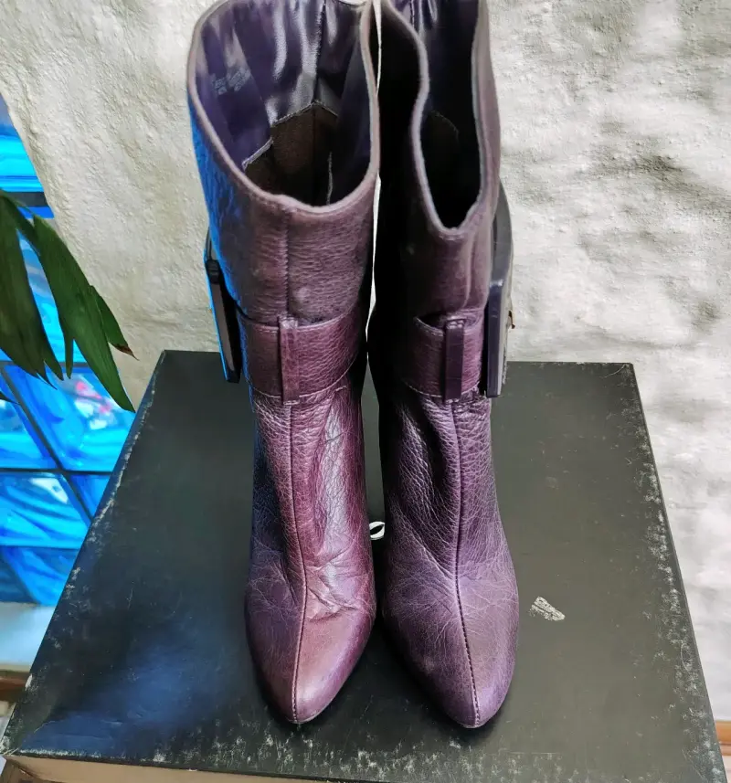 Botines de cuero morado con hebilla Gacel - 2