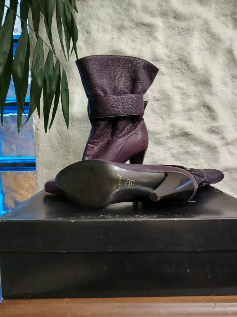 Botines de cuero morado con hebilla Gacel - 3