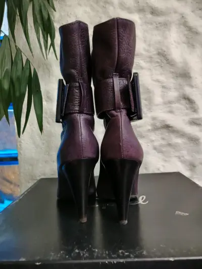 Botines de cuero morado con hebilla Gacel - miniatura 5