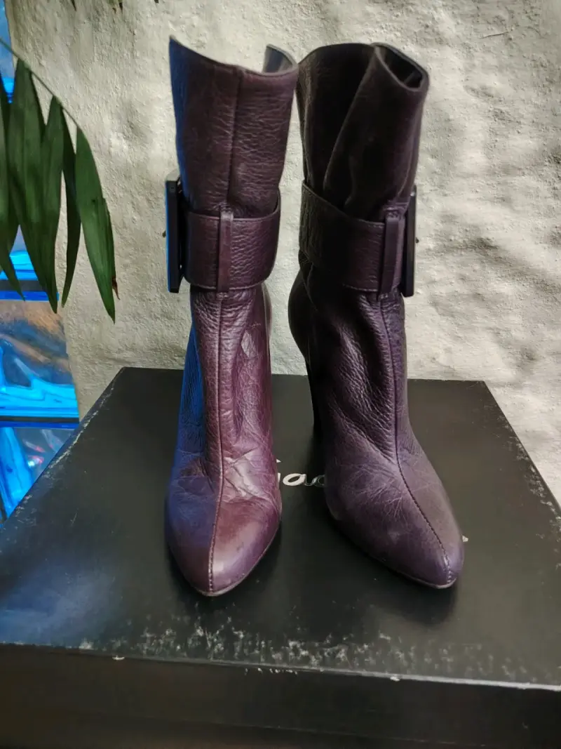 Botines de cuero morado con hebilla Gacel - 6