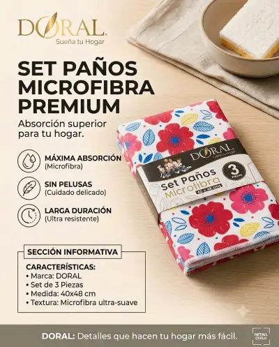 Set de Paños de Microfibra Premium Doral - miniatura 1
