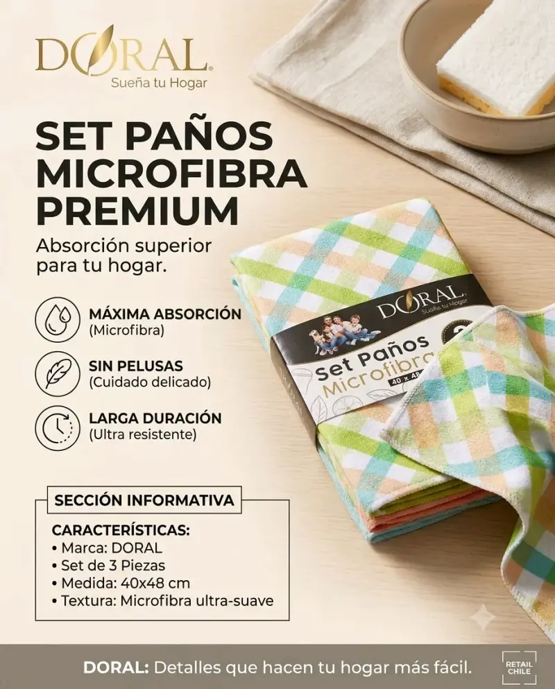 Set de Paños de Microfibra Premium Doral - 2