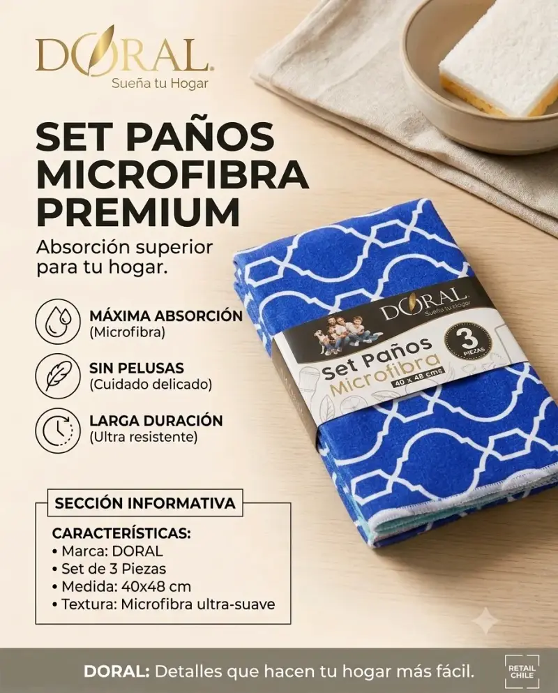 Set de Paños de Microfibra Premium Doral - 3