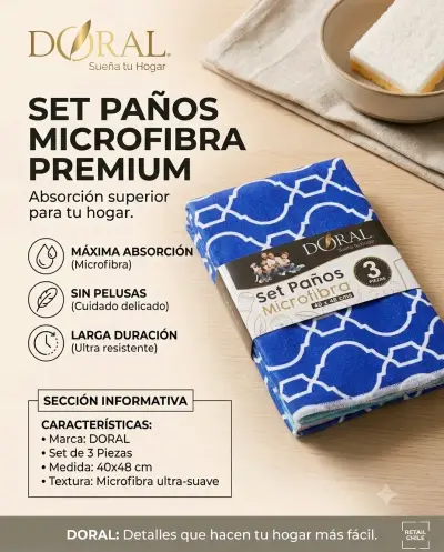 Set de Paños de Microfibra Premium Doral - miniatura 3