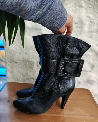 Botines de cuero negro  y hebilla Gacel - miniatura 2