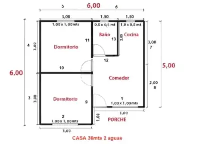 Casa prefabricada madera 36m² kit Full - miniatura 2