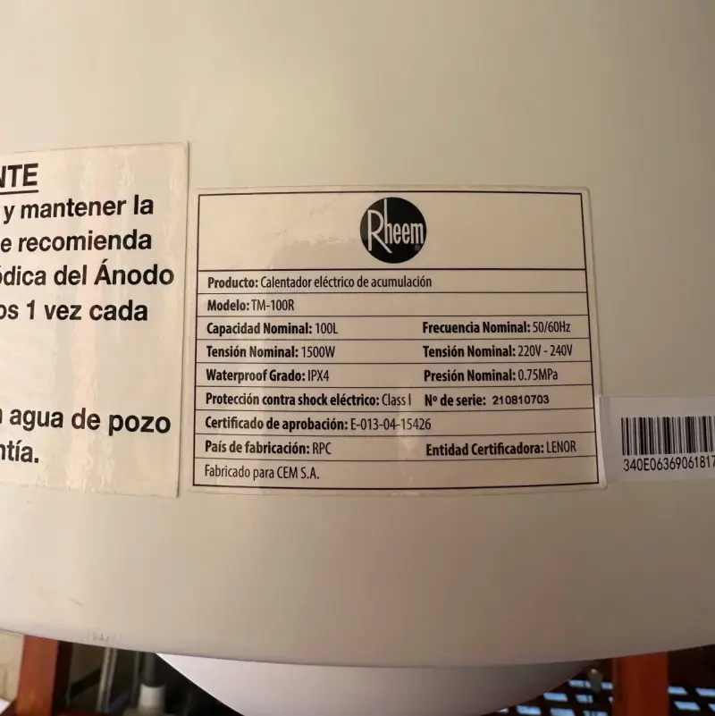 Termo eléctrico Rheem 100L - 4