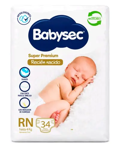 Pañales Babysec Super Premium ReciénNacido 34 Unid - miniatura 1