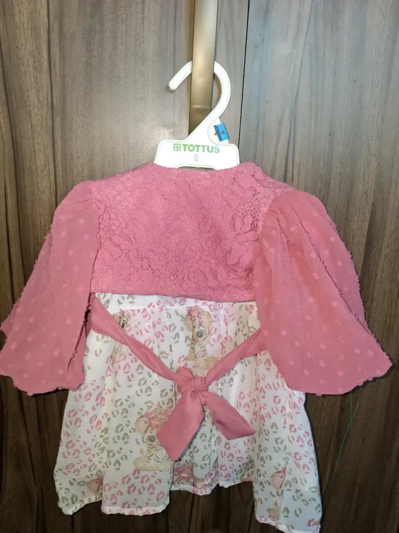 Vestido de niña con estampado de leopardo y bolero rosa - 3