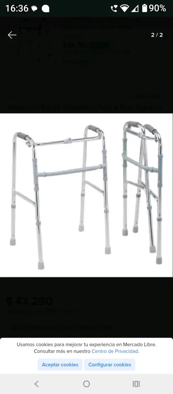 Andador ortopédico de aluminio ajustable