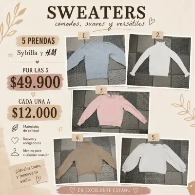 Pack de 5 sweaters cómodos Sybilla y H&M - miniatura 1