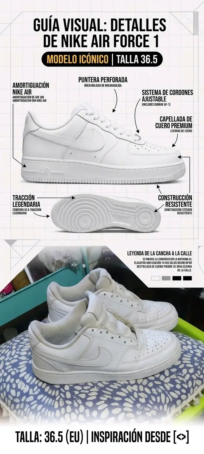 Zapatillas Nike Air Force 1 blancas talla 36.5 .
