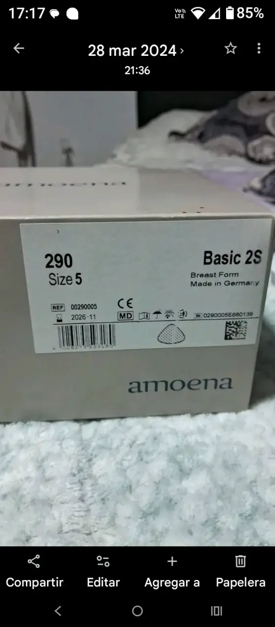 Prótesis Mamaria Amoena Basic 2S Talla 5 - 4