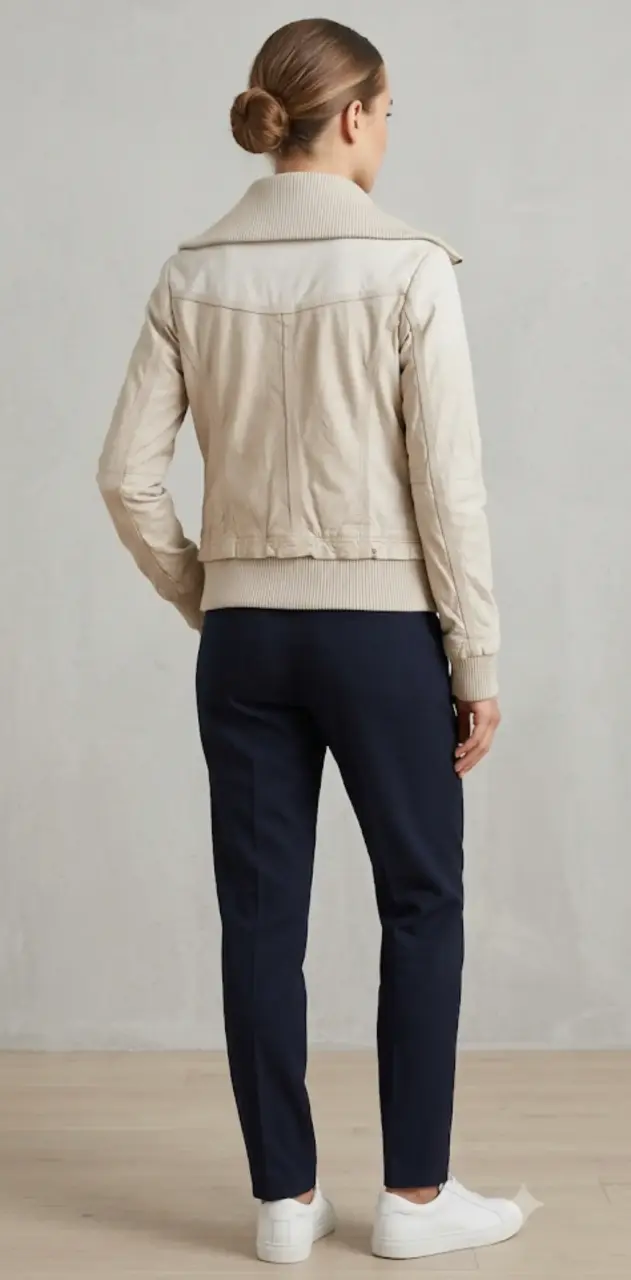 Chaqueta de mujer beige Bershka con bolsillos - 3