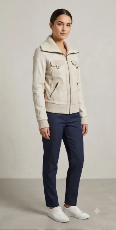 Chaqueta de mujer beige Bershka con bolsillos - miniatura 4