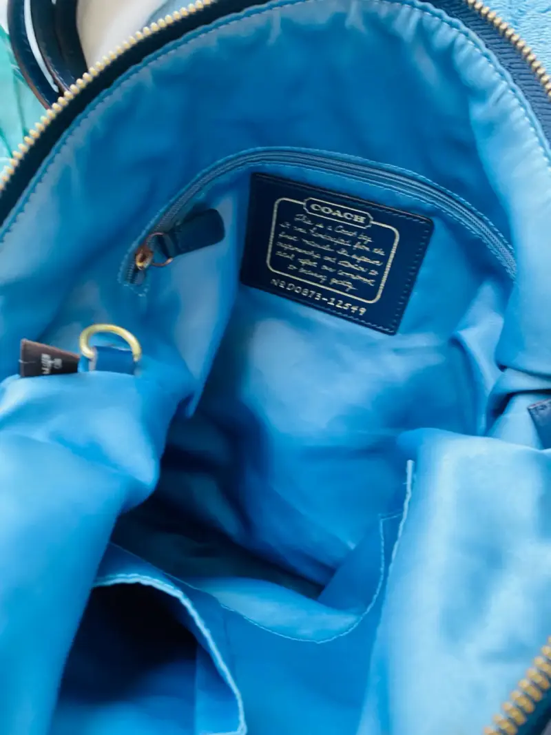 Bolso Coach de tela azul con detalles en cuero - 3