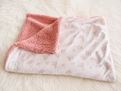 Manta para bebé reversible de felpa rosada - miniatura 1