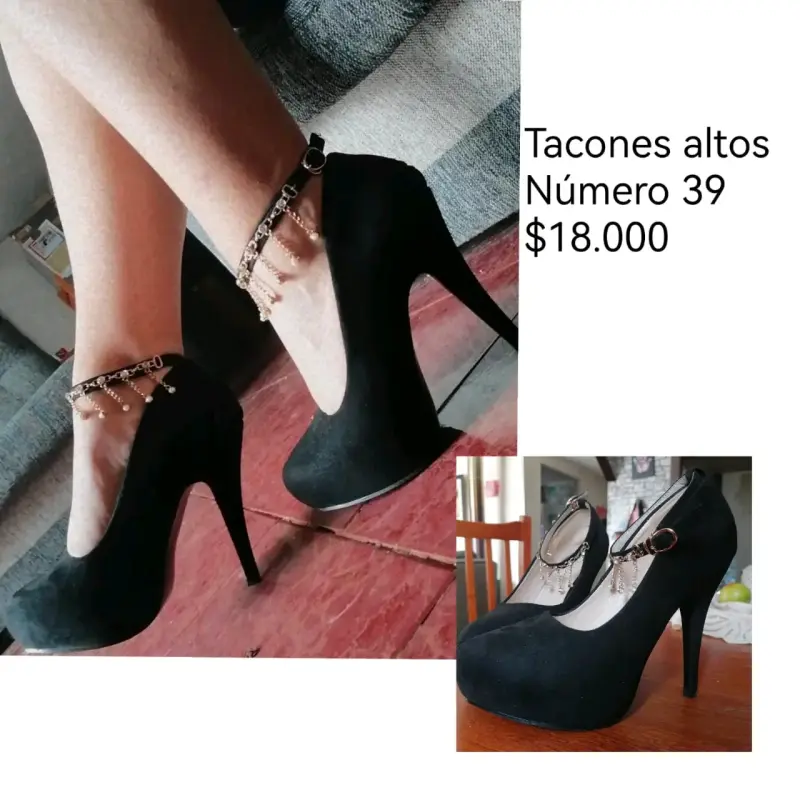 Tacones Altos Negros Talla 39