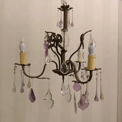 Lámpara de Techo Vintage con Cristales Colgantes - miniatura 3