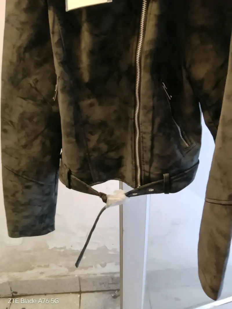 Chaqueta de cuero sintético verde estilo biker - 5