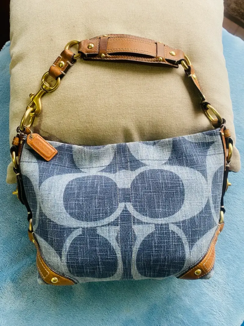 Bolso de hombro Coach de lona y cuero