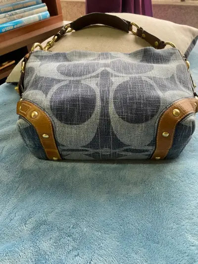 Bolso de hombro Coach de lona y cuero - miniatura 6