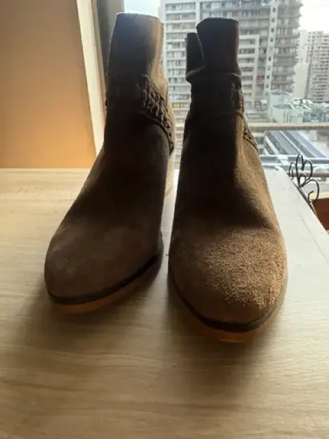Botines de gamuza marrón con tacón medio - 4