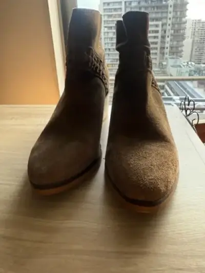 Botines de gamuza marrón con tacón medio - miniatura 4