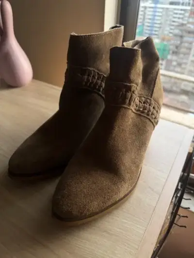 Botines de gamuza marrón con tacón medio - miniatura 5