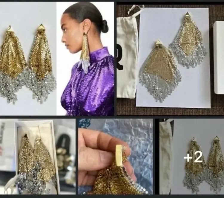 Pendientes Rabanne  largos dorados y plateados