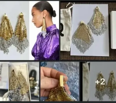 Pendientes Rabanne  largos dorados y plateados - miniatura 1