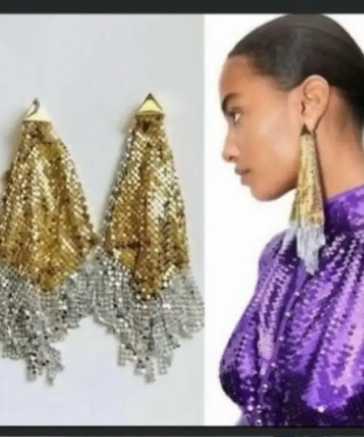 Pendientes Rabanne  largos dorados y plateados - 2