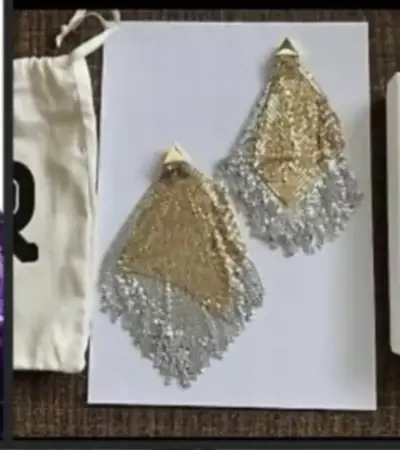 Pendientes Rabanne  largos dorados y plateados - miniatura 3