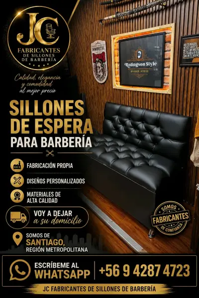 Sillón de Espera para Barbería JC Negro - miniatura 1